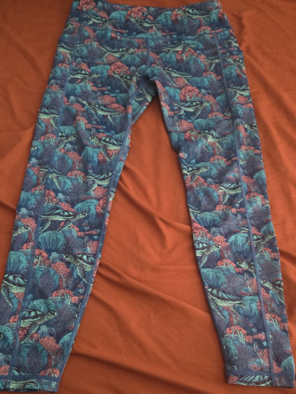 Constantly Varied Gear Womens L Blue Teal & Coral Printed Leggings